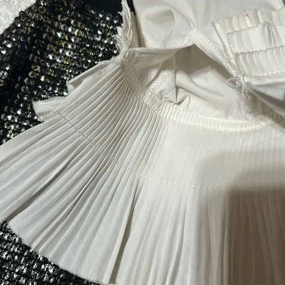 Bcbg MazAxria black and white pleated cuffs long sleeves dress Size 4 - Picture 7 of 17